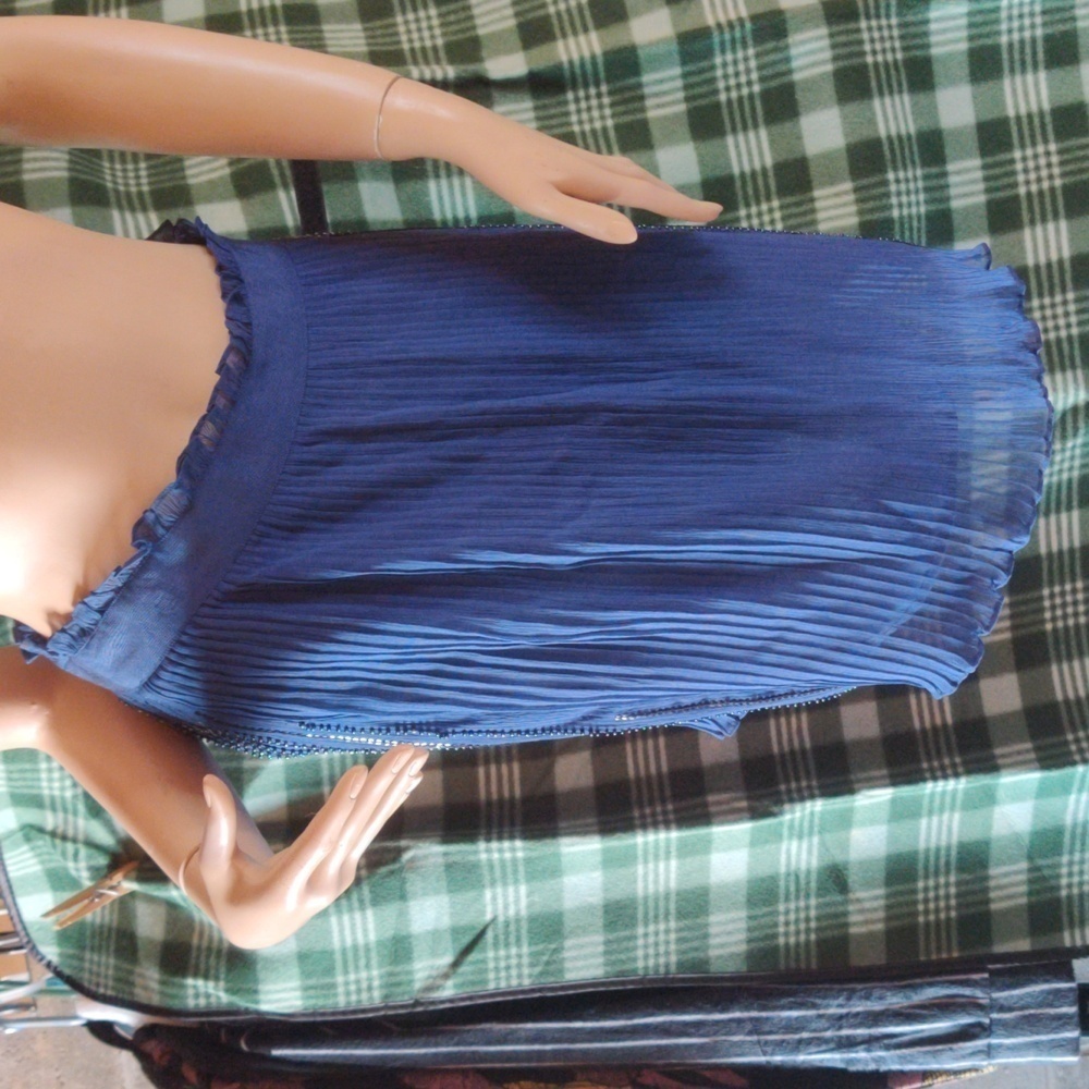 Monogram blue pleated beaded skirt size 8 nwt
